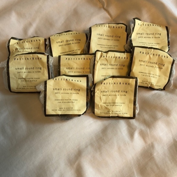 POTTERY Barn Small Round Rings Pewter New Set 10 - Picture 2 of 4
